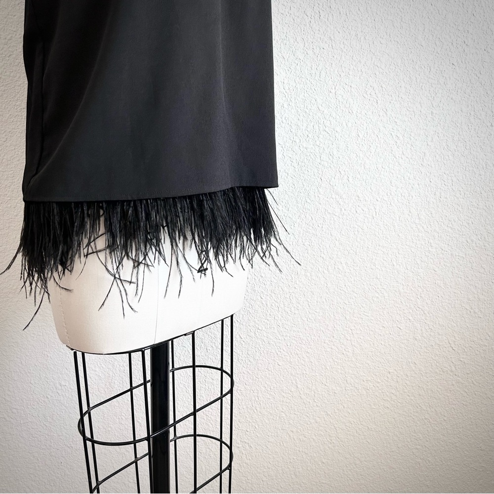 AMARYLLIS BLACK CONTEMPORARY FEATHER DETAILED COCKTAIL HOUR BLOUSE - Picture 3 of 7